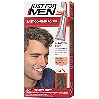 Just For Men Easy Comb-In Color Mens Hair Dye, Easy No Mix Application with Comb Applicator - Light-Medium Brown, A-30, Pack of 1
