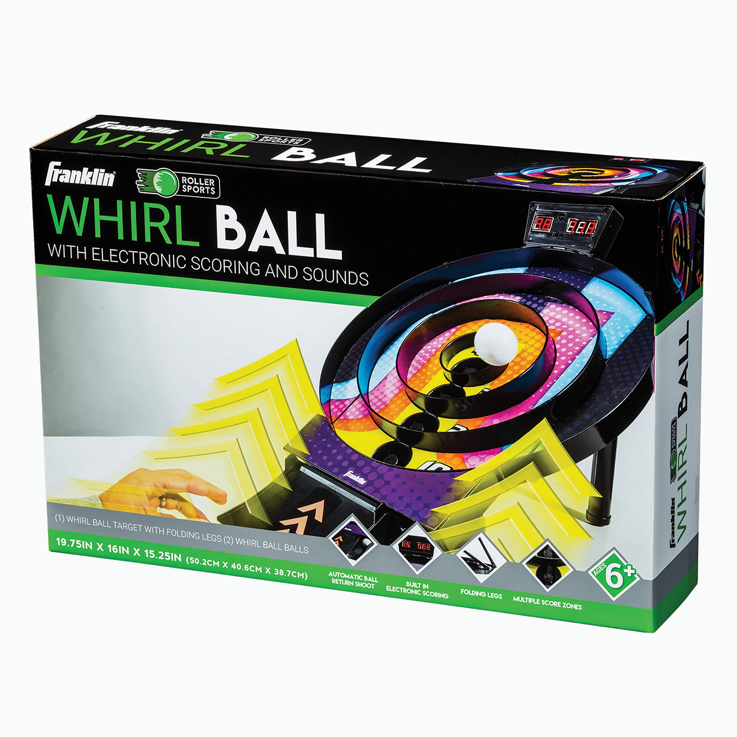 Franklin Sports Whirl Ball Game - Gameroom Ball Rolling Game for Kids + Adults - Indoor , with Balls Included - Roll a Ball Arcade Style Bowling Game Set - In-Home Family Game