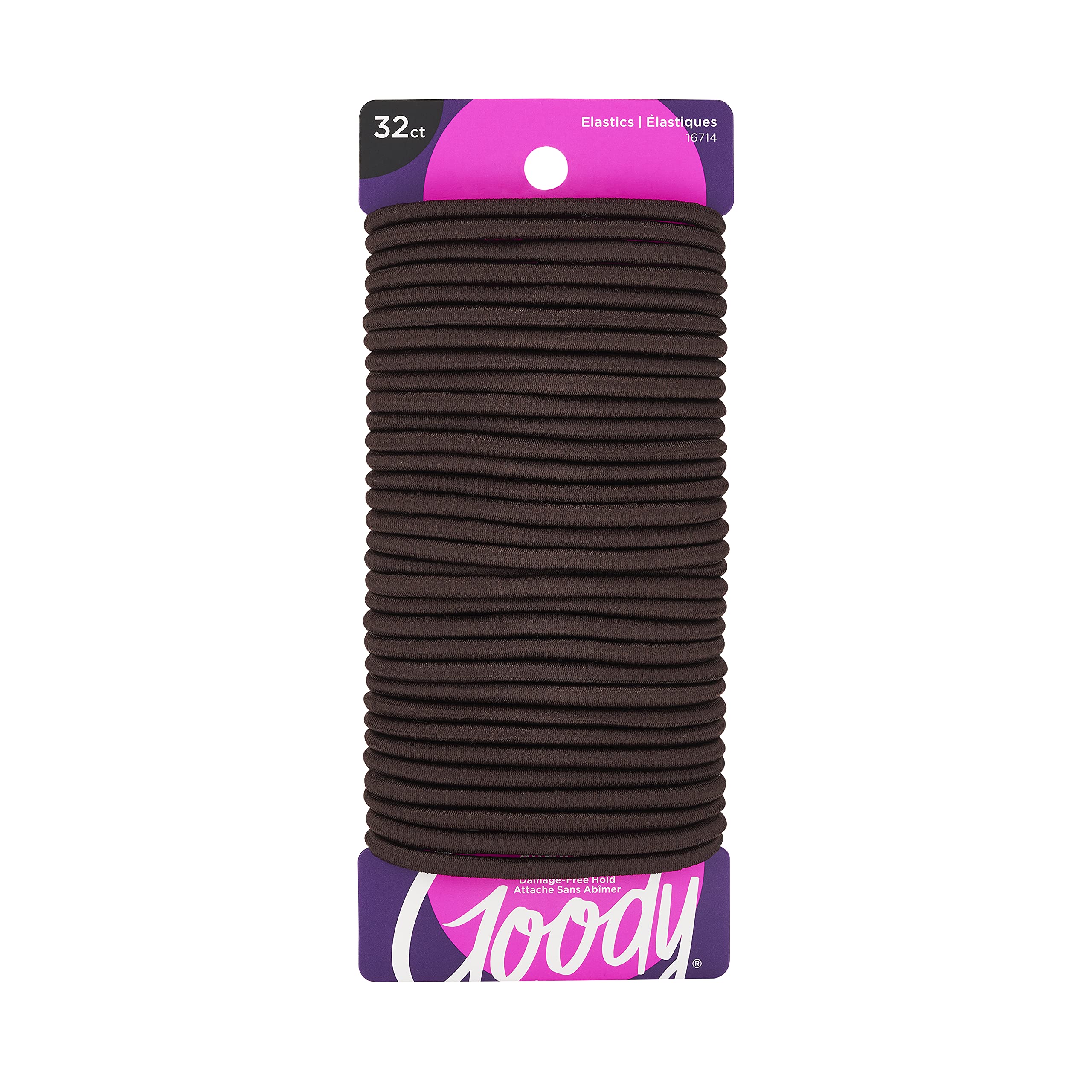 Goody Ouchless Goody Hair Ouchless Women's Hair Braided Elastics 4mm for Medium Hair, Brown, 32 Count (Pack of 1)