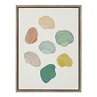 Kate and Laurel x Alicia Schultz Collaboration Found Framed Linen Textured Canvas Wall Art by Alicia Schultz, 18x24 Gold, Colorful Beachy Shell Art for Wall
