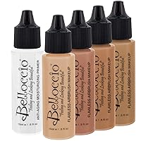 Medium Color Shade Foundation Set - Professional Cosmetic Airbrush Makeup in 1/2 oz Bottles