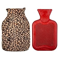 Bodico Warm and Cozy Novelty Hot Water Bottle with Eye Mask Set, 500ml, Leopard Print