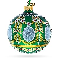 Enchanting 1908 Alexander Palace Royal Egg Green - Blown Glass Ball Christmas Ornament 3.25 Inches