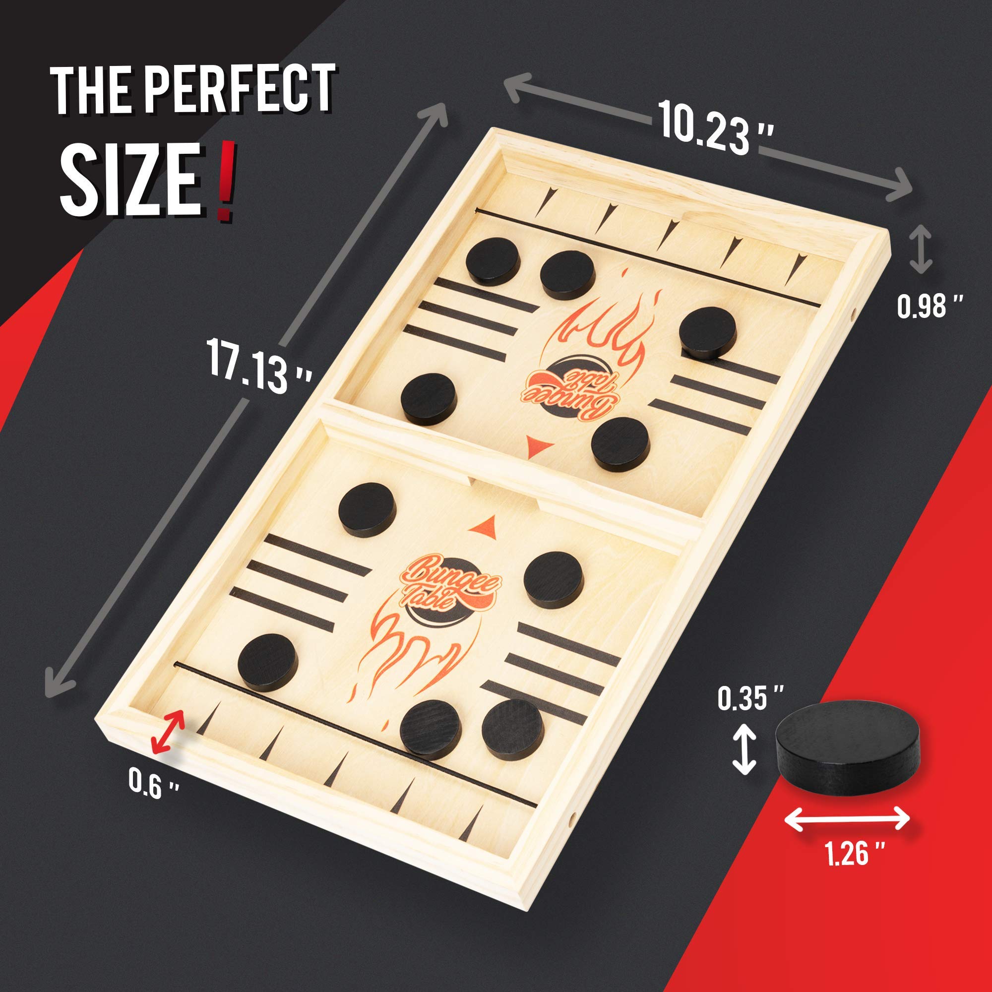 Bungee Table - Large Fast Sling Puck Game - Fast-Paced Fun for a Family Game Night or for a Party with Friends - Test Your Speed and Accuracy with This Wooden Hockey Board Game