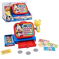Disney Junior Mickey Mouse Funhouse Cash Register with Realistic Sounds, Pretend Play Money and Scanner, Officially Licensed Kids Toys for Ages 3 Up by Just Play