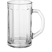 Circleware Glass Beer Mugs with Handle, Set of 4 Heavy Base Fun Entertainment Glassware Beverage Drinking Cups for Water, Wine, Juice and Bar Dining Decor Novelty Gift, 16.4 oz, Downtown Pub 4pc