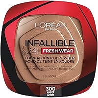 Makeup Infallible Fresh Wear Foundation in a Powder, Up to 24H Wear, Waterproof, Amber, 0.31 oz.