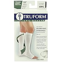 Truform Surgical Stockings, 18 mmHg Compression for Men and Women, Knee High Length, Open Toe, White, Large (Pack of 2)