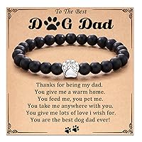 Dog Dad Gifts for Men, Dog Charm Bracelets for Dad with Gift Message Card, Fathers Day Jewelry Gifts Dog Lover Gift Ideas for Father's Day, Christmas, Birthday