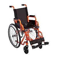 Ziggo 12” Seat Width Pediatric Wheelchair for Kids & Children, Lightweight, Manual Folding Wheelchair w/Safety Belt, Swing-Away Foot Support w/Straps, Desk Length Arm Rests