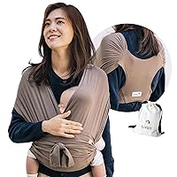 Konny Baby Carrier Elastech Luxury Carrier Wrap, Easy to Wear Baby Wrap Carrier, Perfect Essentials Cloths for Newborn Babies up to 44 lbs, (Mocha, S)