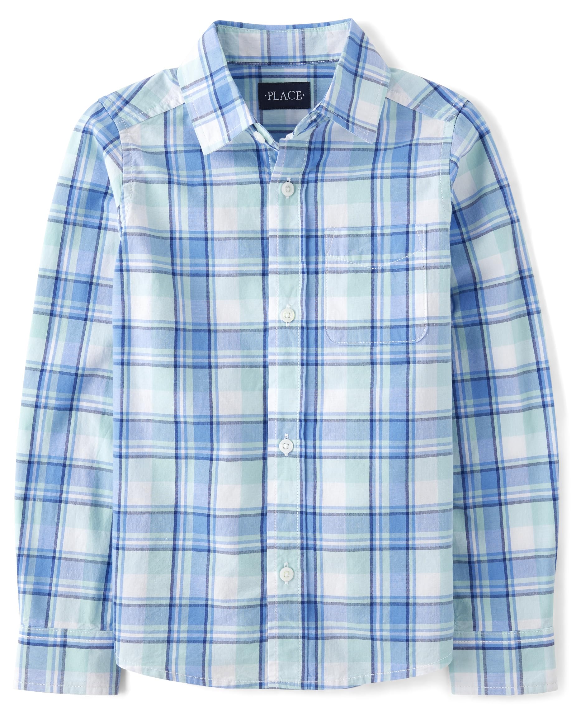 The Children's Place Boys' Long Sleeve Poplin Button Up Shirt