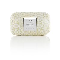 Zents Triple-Milled Luxe Bar Soap (Sun Fragrance) Moisturizing Hand and Body Wash with Organic Shea Butter, 5.7 oz