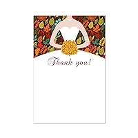 30 Blank Thank You Cards Fall Autumn Leaves Bride Fancy Dress Bridal Shower Wedding Couples + 30 White Envelopes