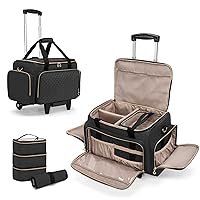 LUXJA Rolling Makeup Case with 3 Removable Pouches and 1 Makeup Brush Bag, Large Makeup Bag Cosmetic Bag with Detachable Dolly (Patented), Black