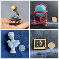 AirAds (Lot 4) 1:12 Scale Dollhouse Miniatures Accessories Globe map Old TV Phonograph Bust Hermes