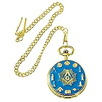 Working Tools Masonic Pocket Watch - [Gold & Blue][2'' Diameter]