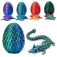 3D Printed Dragon,Dragon Eggs with Dragon Inside,Crystal Dragon,3D Printed Articulated Dragon, Office Desk Toys Easter Dragon Egg Easter Basket Stuffers (Laser Green)