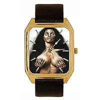 Sexy Vintage Black Erotica Original Art Erotic Monochrome Dial Men's Watch. Solid Brass. Tank.