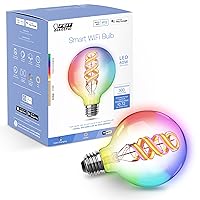 60 Watt Equivalent Smart Filament Globe Bulb, Spiral Filament WiFi Dimmable, Works with Alexa and Google Assistant No Hub Required, G30 Vanity LED Smart Light Bulb G3060/RGBW/FIL/AG