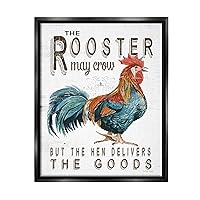 Stupell Industries Funny Rooster & Hen Phrase Framed Floater Canvas Wall Art by Cindy Jacobs