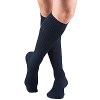 Truform Compression Socks, 15-20 mmHg, Men's Gym Socks, Knee High Over Calf Length, Navy, Large