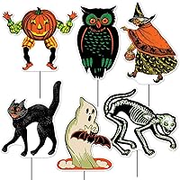6 Piece Corrugated Plastic Vintage Halloween Yard Signs With Stakes - Sturdy Outdoor Lawn Decorations - Photo Props For Party