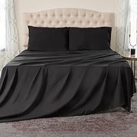 Northwest Ashford Home Essentials Bedding, 4 Piece California King Size Sheet Set, Stretch Limo Black