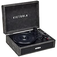 Victrola Vintage 3-Speed Bluetooth Portable Suitcase Record Player with Built-in Speakers,Upgraded Turntable Audio Sound,Lambskin (VSC-580BT-LGR) (Renewed Premium)