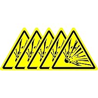 ISO Safety Sign - Warning Explosive material Symbol - Self adhesive sticker 100mm x 100mm (PACK OF 5 STICKERS)