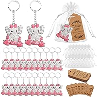 MTLEE Baby Shower Favors for Girls, It's a Girl Party Favors, Guests Gifts Including Elephant Keychains Decorations, Drawstring Bags, Thank You Cards