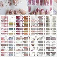 14 Sheets Glitter Nail Wraps Polish Stickers Decal Strips Self Adhesive French Tips Nail Strips Supplies Line Glossy Full Nail Wraps Decals for Women Girls Manicure Tips Decor