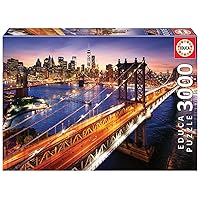 Educa - Manhattan at Sunset - 3000 Piece Jigsaw Puzzle - Puzzle Glue Included - Completed Image Measures 47.25