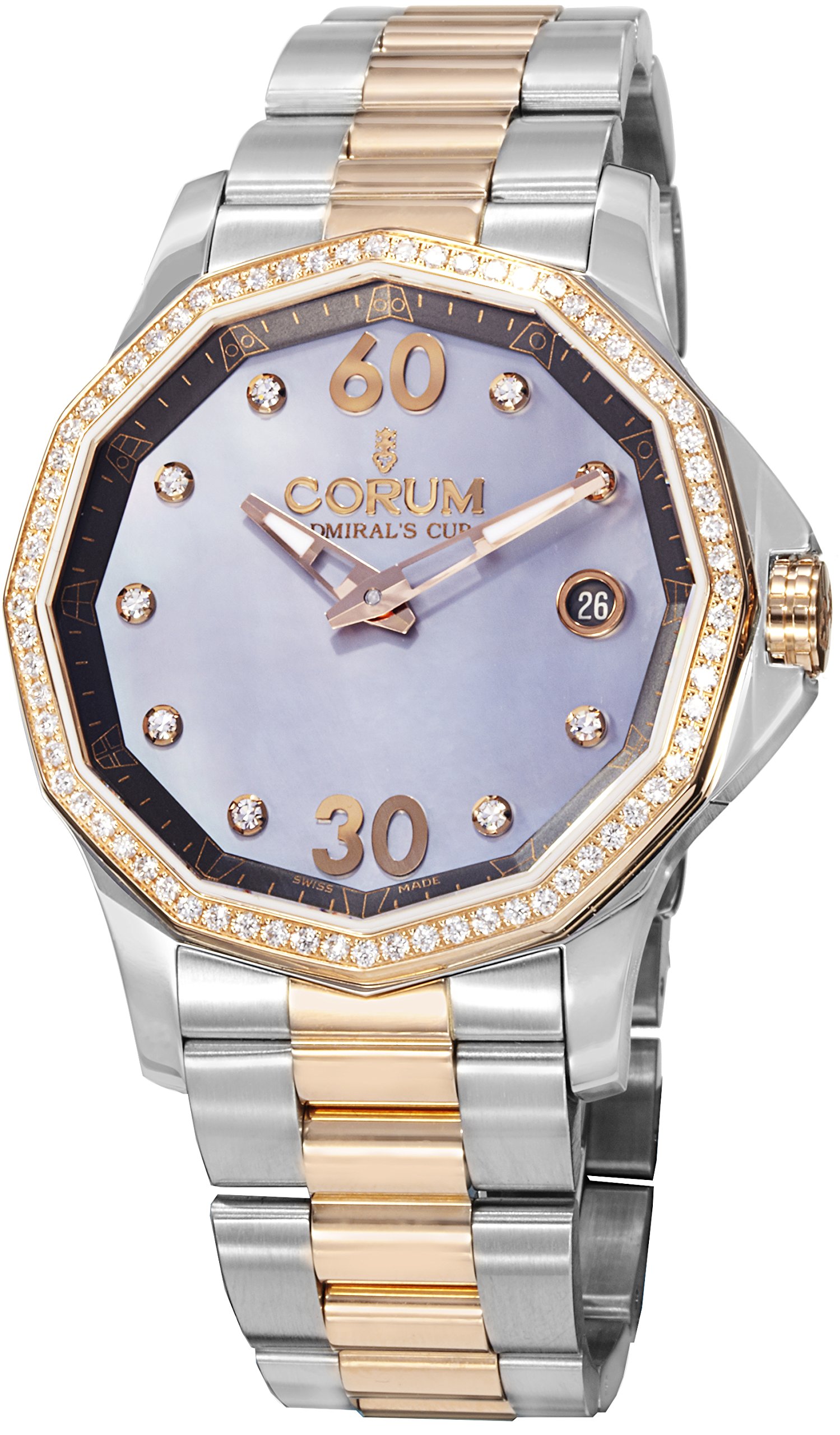 Corum 082.101.29-V200PK10 38mm Diamonds Automatic 18K Gold Case Multicolor Gold Tone Stainless Steel Anti-Reflective Sapphire Women's Watch