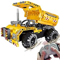 BIRANCO. Dump Truck Building Set with Remote Control, Fun STEM Engineering Construction Toys for Boys and Girls Ages 6-12 Years Old and up, Best Toy Gift for Kids, Activity Game