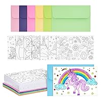 24 Pack Greeting Cards for Kids Stationery Set with Envelopes, Hello Coloring Set in 6 Designs (4 x 6 Inches)