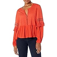 Lucky Brand Womens Cutout Peasant Top