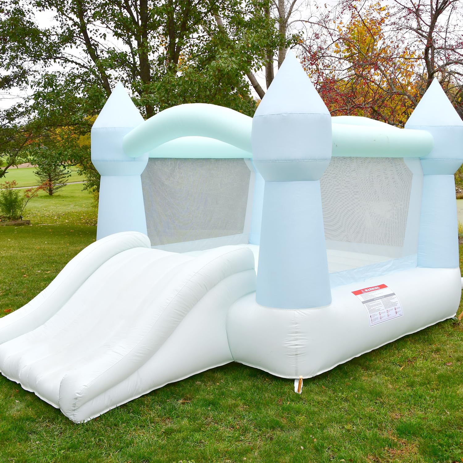 Bounceland Bouncy Castle Daydreamer Mist Bounce House, Pastel Bouncer with Slide, 12 ft L x 9 ft W x 7 ft H, UL Blower Included, Trendy Bouncer for Kids, Indoor and Outdoor Use