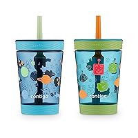 Contigo Kids Spill-Proof 14oz Tumbler with Straw and BPA-Free Plastic, Fits Most Cup Holders and Dishwasher Safe, 2-Pack Juniper Robots & Blueberry Cosmos
