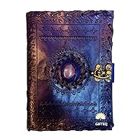 GifteQ Leather Journal Diary Stone journal Blank pages notebook scrapbook notepad book of shadows hocus pocus book spell book gifts for men and women (7 x 5 Inches) (Purple)