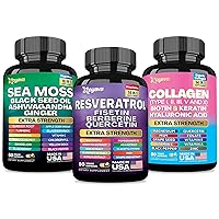 Sea Moss 16-in-1 and Collagen 14-in-1 + Resveratrol 14-in-1 Supplement Bundle