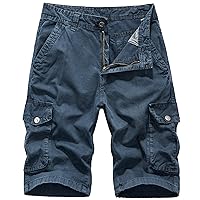 Men's Long Below Knee Length 3/4 Capri Cargo Shorts Elastic Waisted Loose Fit Athletic Shorts with Multi Pockets
