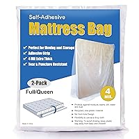 4 Mil Extra Thick Sealable Mattress Bag with Adhesive Strip for Moving and Storage, Heavy Duty, Fits Twin Full and Queen Size, 2 Pack