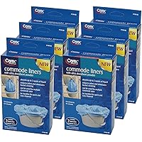 Carex Bedside Commode Liners Disposable - Fits Most Commodes, Toilet Liners With Absorbent Powder, Holds 2 Quarts Liquid, Disposable - 7 Count (Pack of 6)