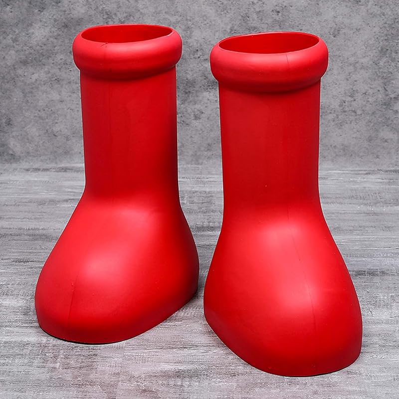 Anime Astroboy Big Red Boots Rain Boot Thick Bottom Round Toe Flat Rubber  Sole Slip-On Cartoon Boots Women Men Walk Show Shoes - AliExpress