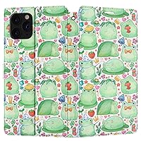 Wallet Case Replacement for Apple iPhone 12 Mini 11 Pro Max Xr Xs 10 X 8 Plus 7 6s SE Strawberry Snap Magnetic PU Leather Flip Cover Frogs Card Holder Kawaii Folio Froggie Froggy
