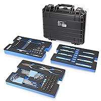 Powerbuilt 83 Pc. 420J2 Stainless Steel Marine Boat Repair Tool Set, Drivers, Pliers, Wrenches, Mallet, Bit Driver/Bits, Sockets, Watertight Shock Resistant Case with Lift-Out Foam Tool Trays - 642411