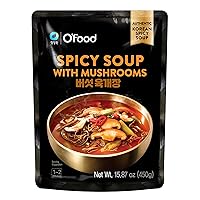 Chung Jung One O'Food Yukgaejang, Authentic Korean Spicy Soup with Mushrooms, Ready to Eat, Packaged Broth, Perfect with Noodles, Rice and Fresh Vegetable, 450g, Pack of 1