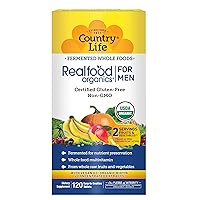 Realfood Organics for Men, Fermented Whole Foods, 120 Easy-to-Swallow Tablets, Certified Gluten Free, Certified Vegan, Certified USDA Organic
