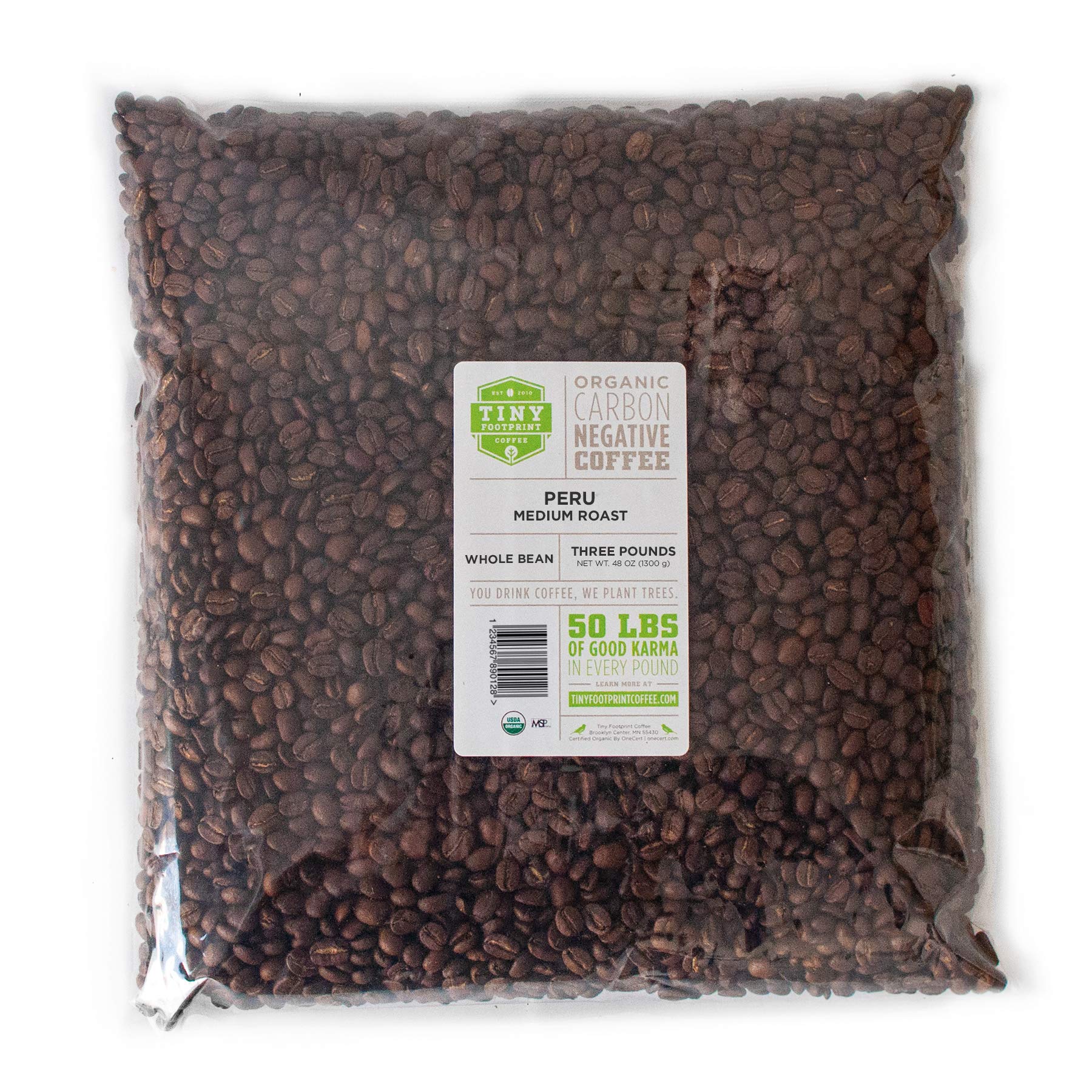 Tiny Footprint Coffee - Fair Trade Organic Peru APU Medium Roast - Whole Bean Coffee, USDA Organic & Carbon Negative - You Drink Coffee, We Plant T...